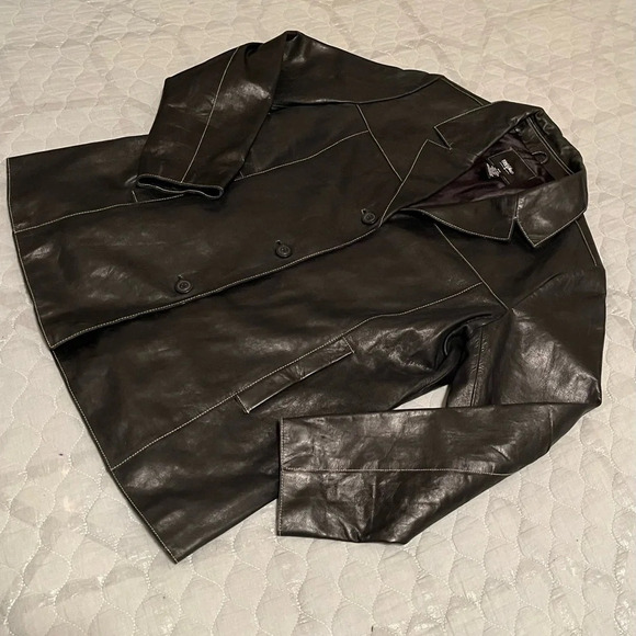 MOSSIMO~BLACK 100% LEATHER JACKET~16W - Picture 11 of 11